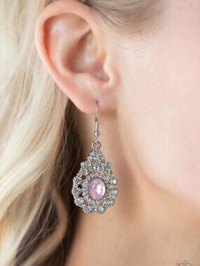 Paparazzi Jewelry Accessories - Celestial Charmer - Pink Earrings - Vintage